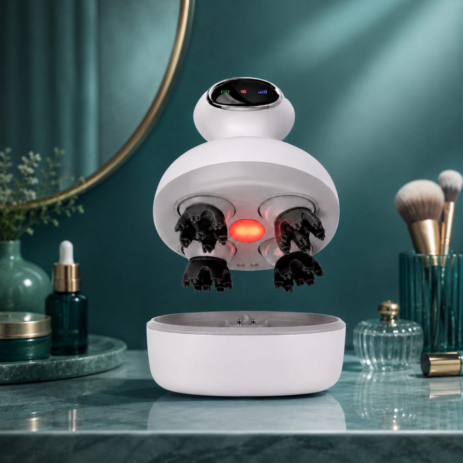 Elektrisk hårbottenmassager – silikon, vattentät och USB-laddningsbar